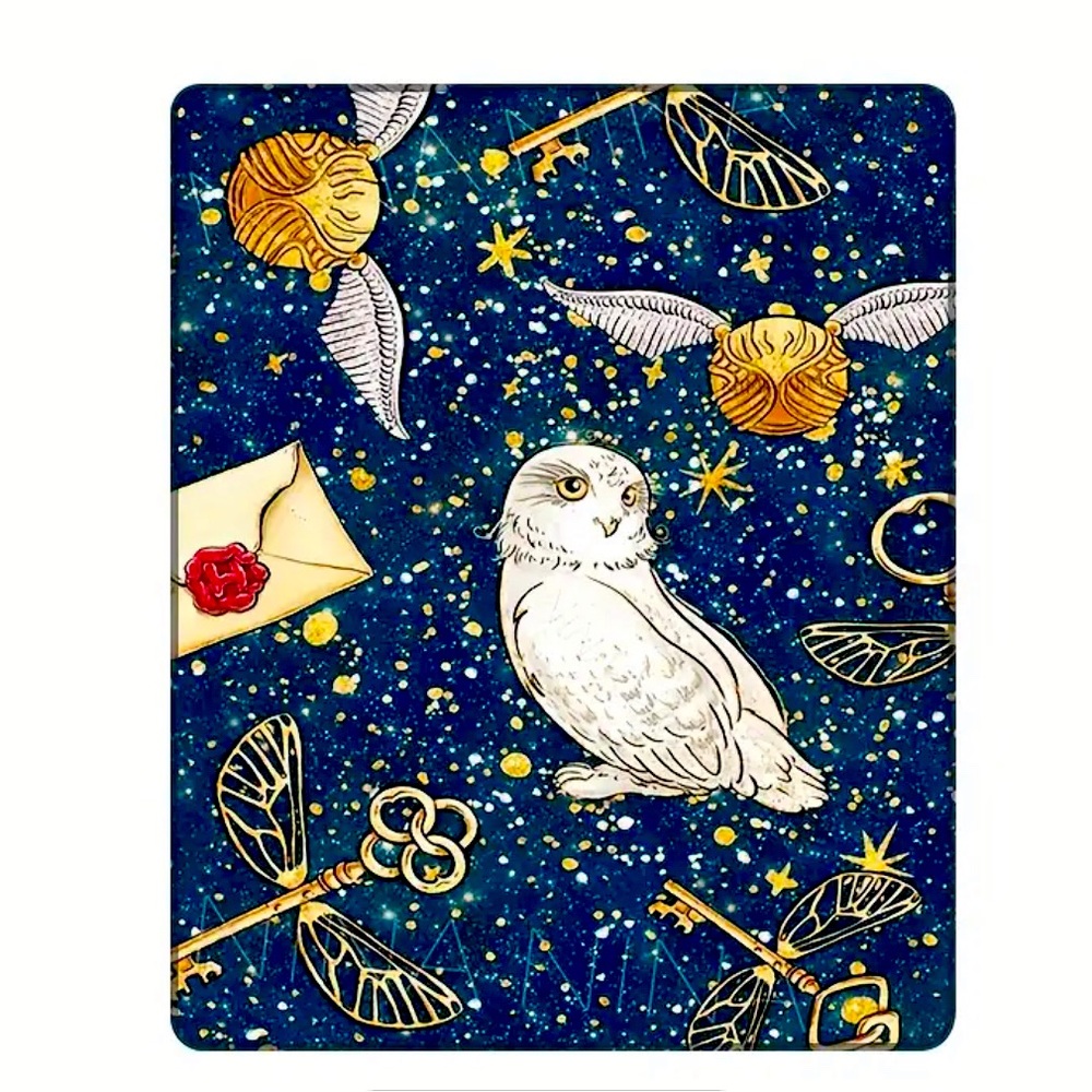 Harrry potter themed mouse pad 8.66”x7.09” with Hedwig owl golden golden snitch